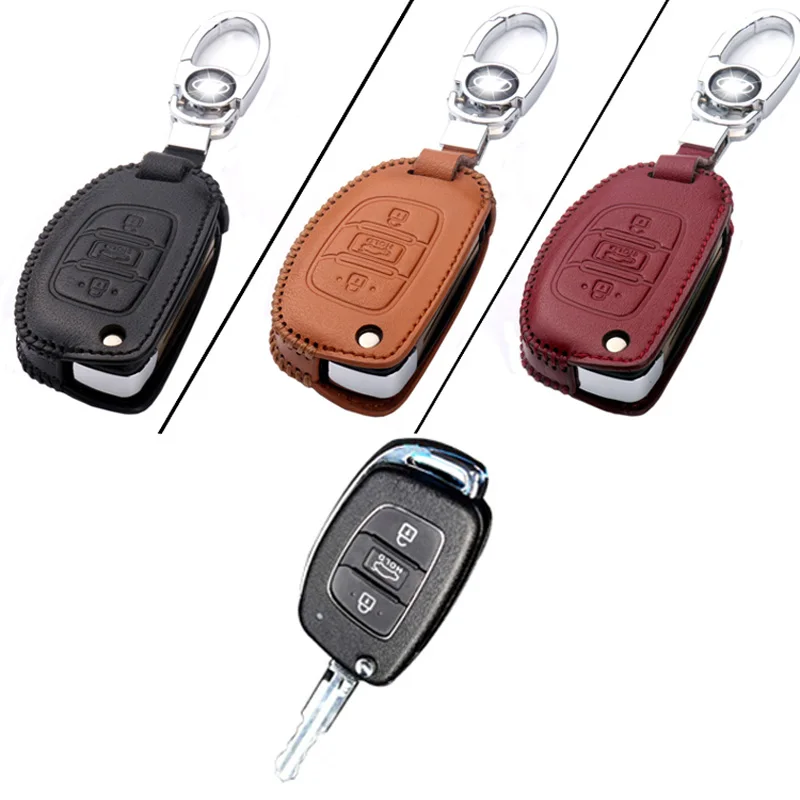 Новый кожаный чехол для ключей с 3 кнопками Hyundai Series F|leather key fob holder|key holderfob chain |