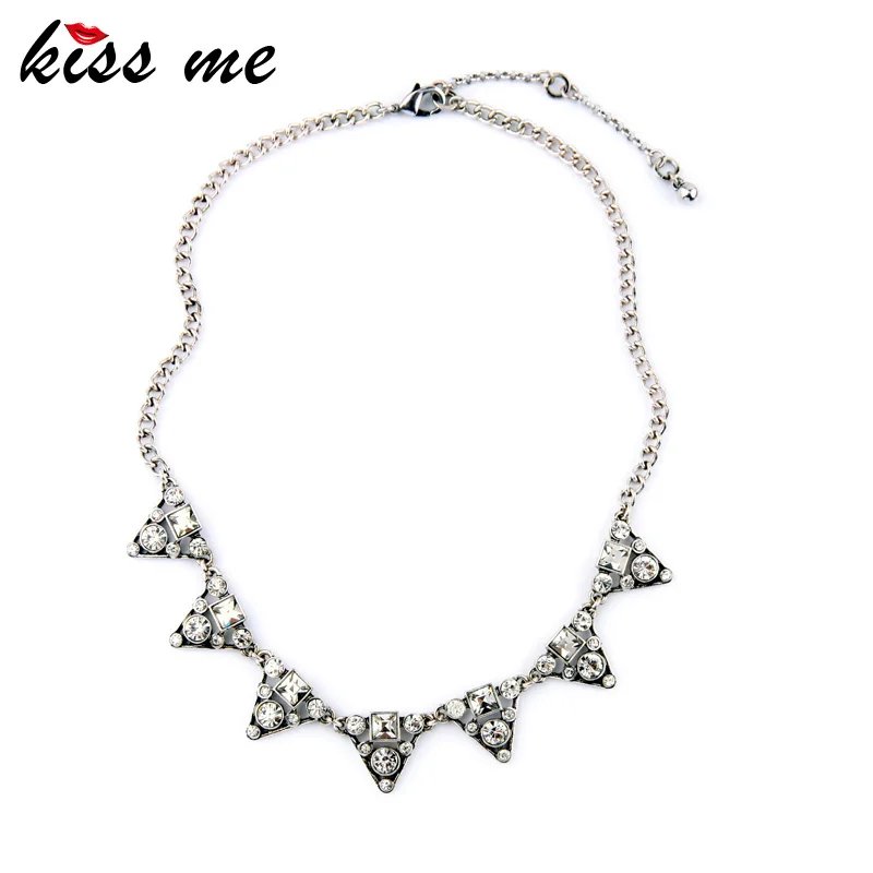 Fashion Simple Clearly Geometric Crystal Pendant Necklace Women Accessories Factory  Wholesale