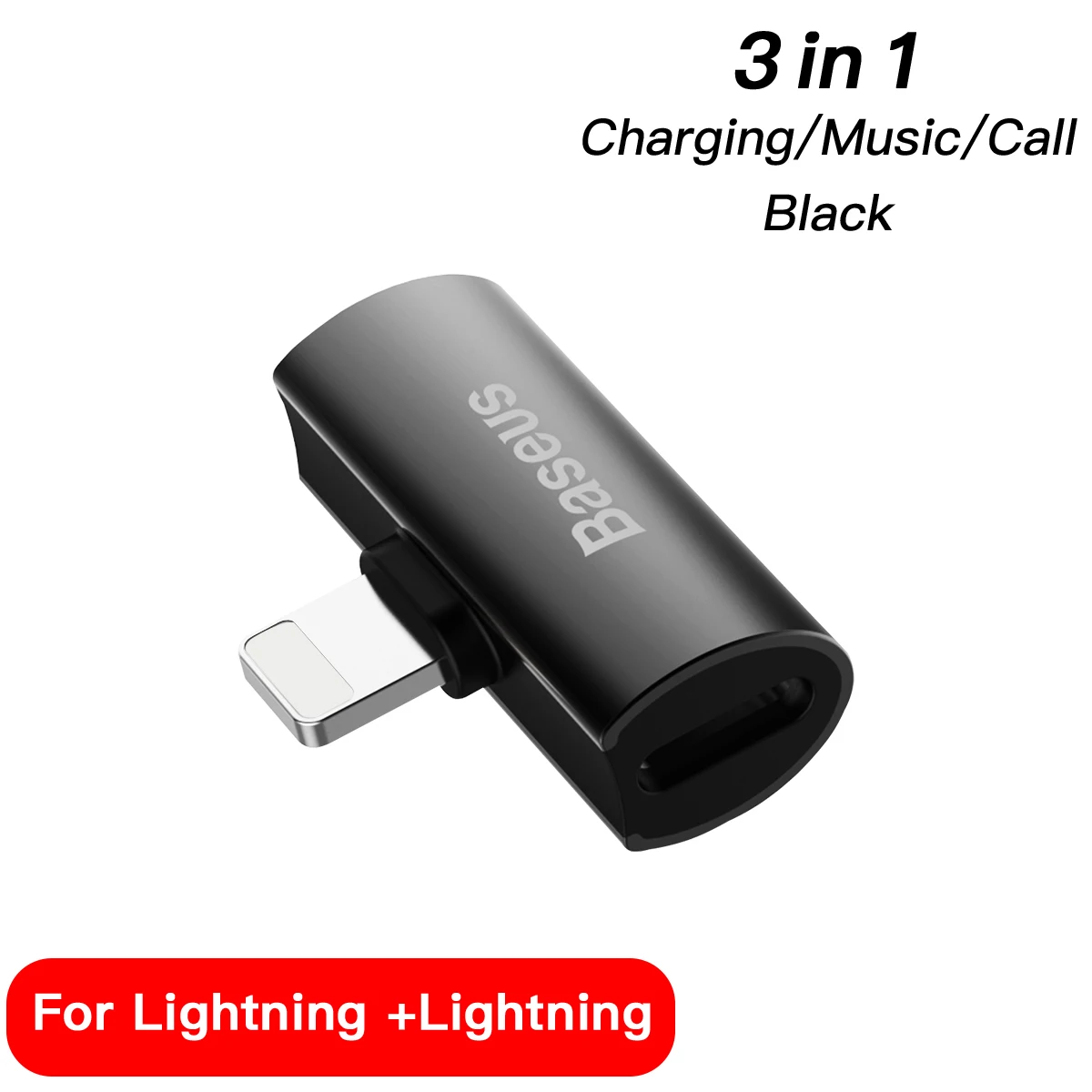 Black Baseus Aux адаптер для iPhone 11 Pro Max Xs Max Xr X 8 7 разъем наушников OTG кабель для Lightning сплиттер конвертер - Цвет: Black