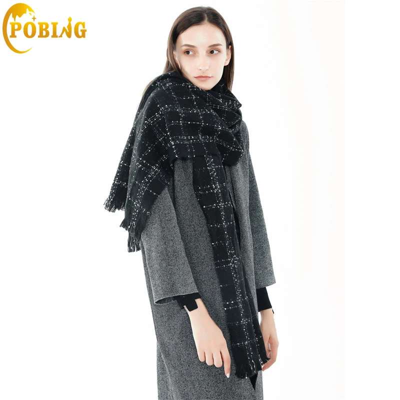 POBING 2018 новый зимний шарф Женский клетчатый в шотландскую клетку мягкая теплая