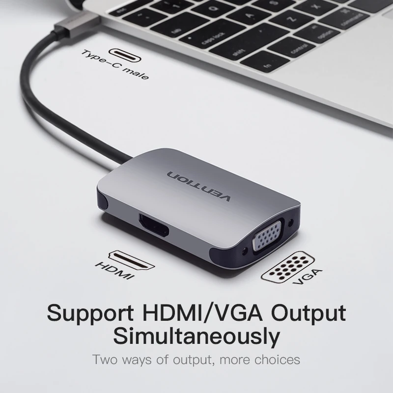 Vention USB C Тип к HDMI VGA Thunderbolt 3 адаптер для MacBook кабель samsung Galaxy S9/S8 USB-C | Электроника