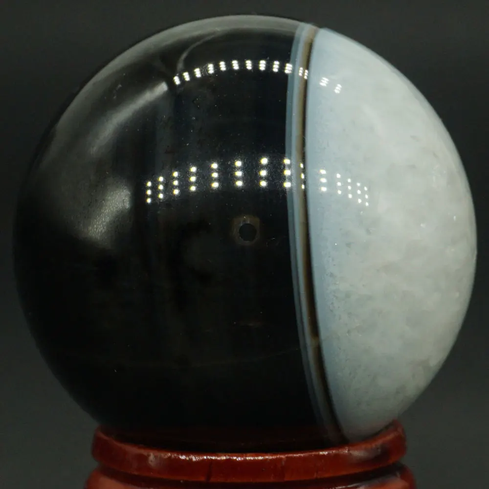

40MM Natural Gemstone Evil Eye Agate Sphere Crystal Ball Reiki Healing Globe Home Decor