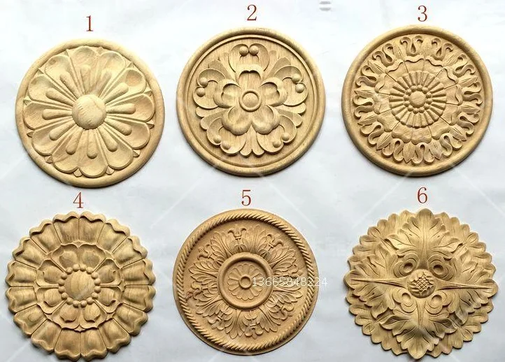 

4Pcs FURNITURE ARCHITECTURAL ROUND APPLIQUES IN BEECH UNPAINTED