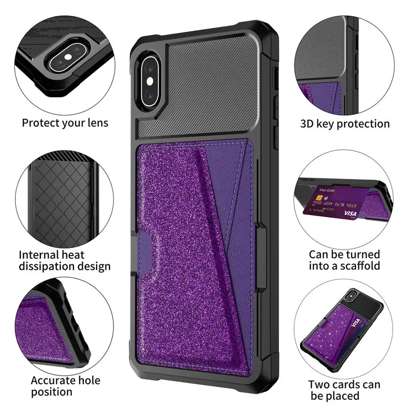 Magnet Leather TPU Wallet Case For iPhone XS MAX XR 6 7 8 Cases Bling Shinny Phone Back Cover X 6S Plus Coque | Мобильные телефоны