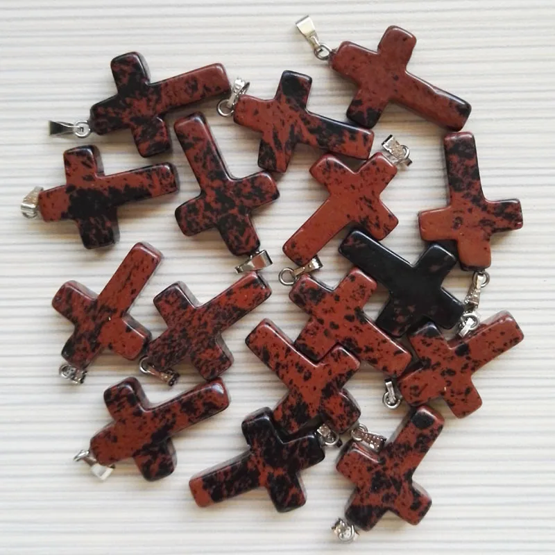 Модные подвески-кресты из красного обсидиана натурального камня для