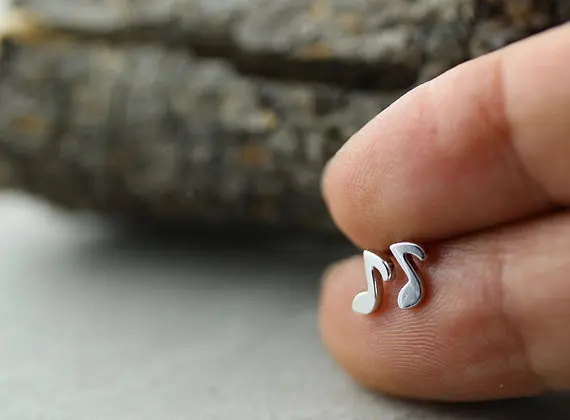 

Fashion silvering earrings beautiful Single music notation stud earrings stud earrings for women