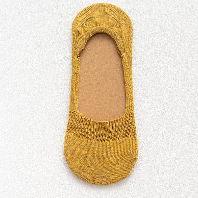 yellow 5 пар/партия, хлопковые носки, тапочки женские летние короткие невидимые нескользящие носки-башмачки Забавные милые белые носки - Цвет: yellow