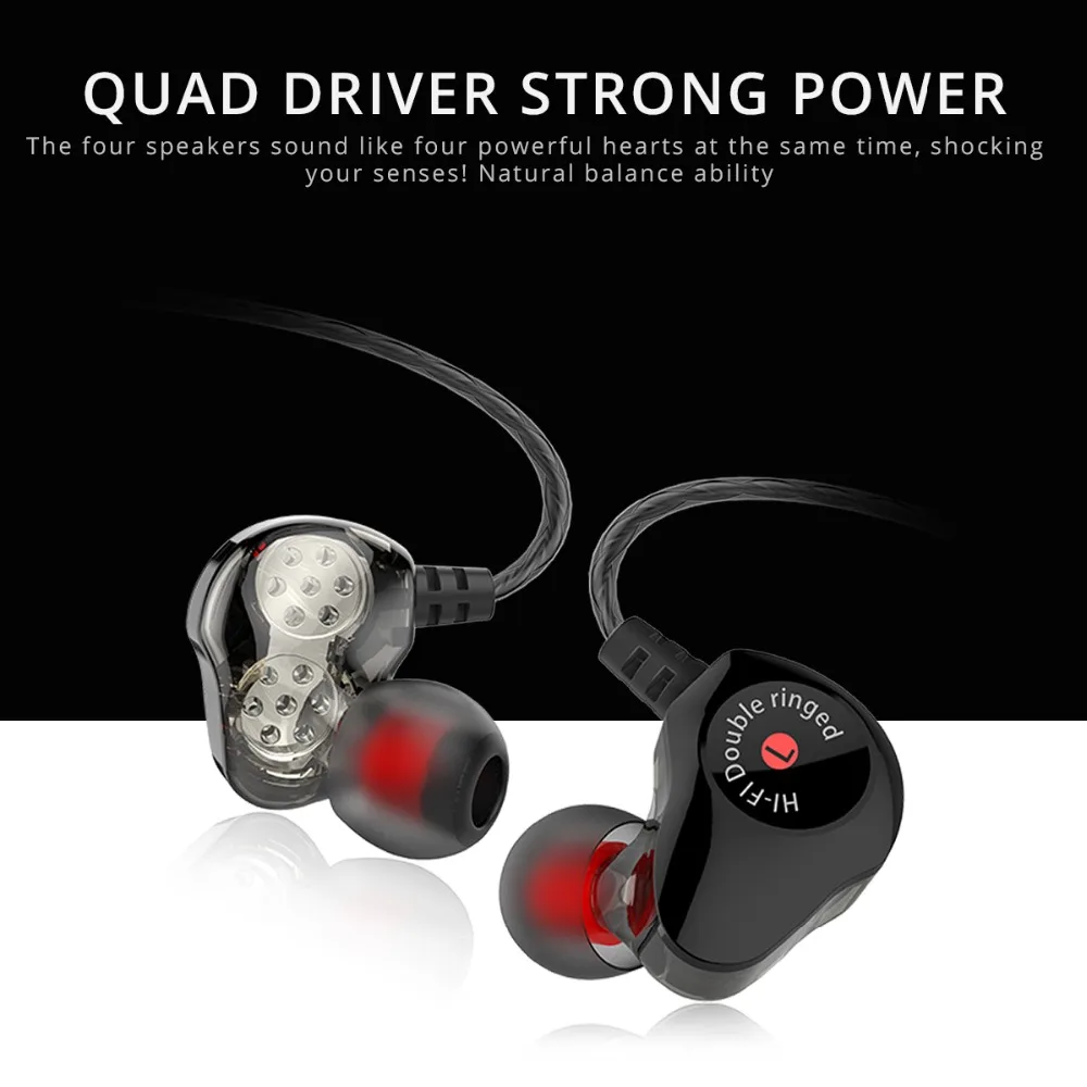 OCAMK D6 в ухо HIFI 4 ядра наушники 3 5 мм двойной драйвер проводные для телефона с