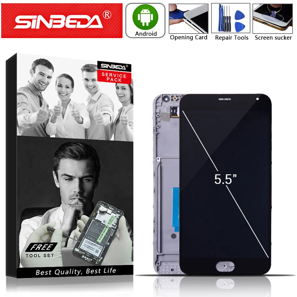 5 дюймов Sinbeda экран для MEIZU M2 Note M571 ЖК-дисплей сенсорный с рамкой дигитайзер сборка