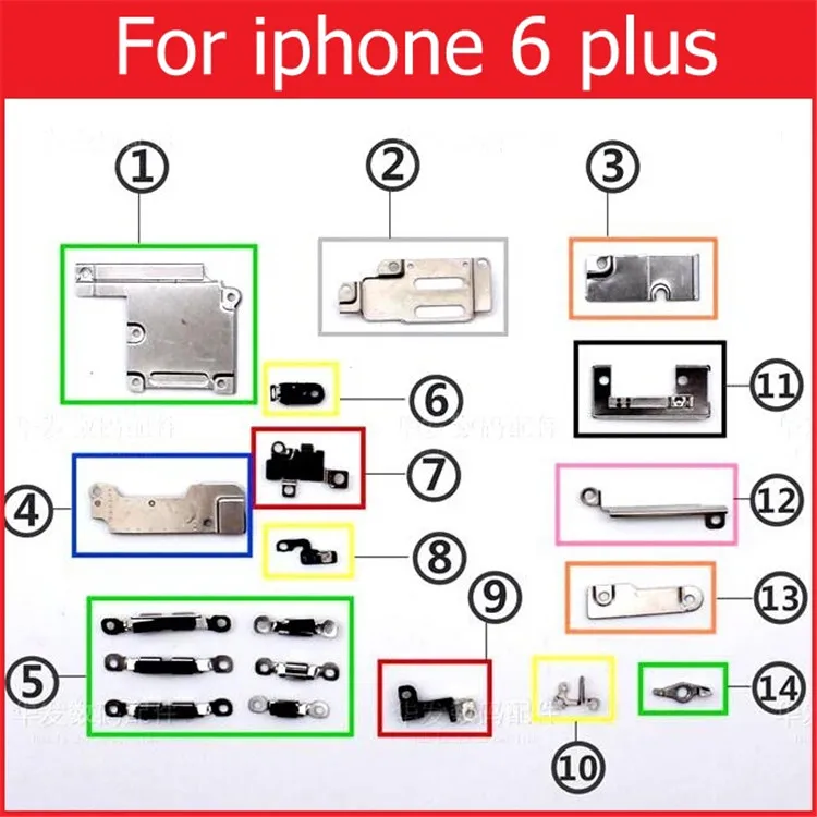 Розничная, внутренние маленькие металлические железные детали для iPhone 4, 4S, 5, 5c, 5S, 6, 6 S, 7, 8 Plus, X, маленький держатель, кронштейн, защитная пластина, набор деталей