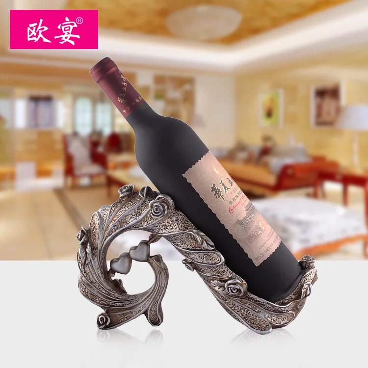 

European banquet wine rack wine shelf rack Wine resin ornaments Home Furnishing fashion European pastoral wine rack