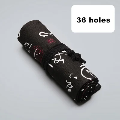 B 36 Holes 36/48/72 пенал для карандашей ручек сумок отверстий рулон мешок карандаша штрафы Прохладный канцелярские black rose лист Обёрточная бумага школьные наборы для рисования подарки - Цвет: B 36 Holes