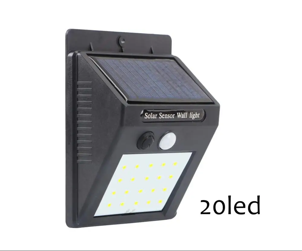 20leds Солнечная энергия светодиодный светильник s наружная садовая Лампа PIR датчик движения Ночной Настенный фонарь безопасности водонепроницаемый уличный двор дорожка садовая лампа - Испускаемый цвет: 20leds