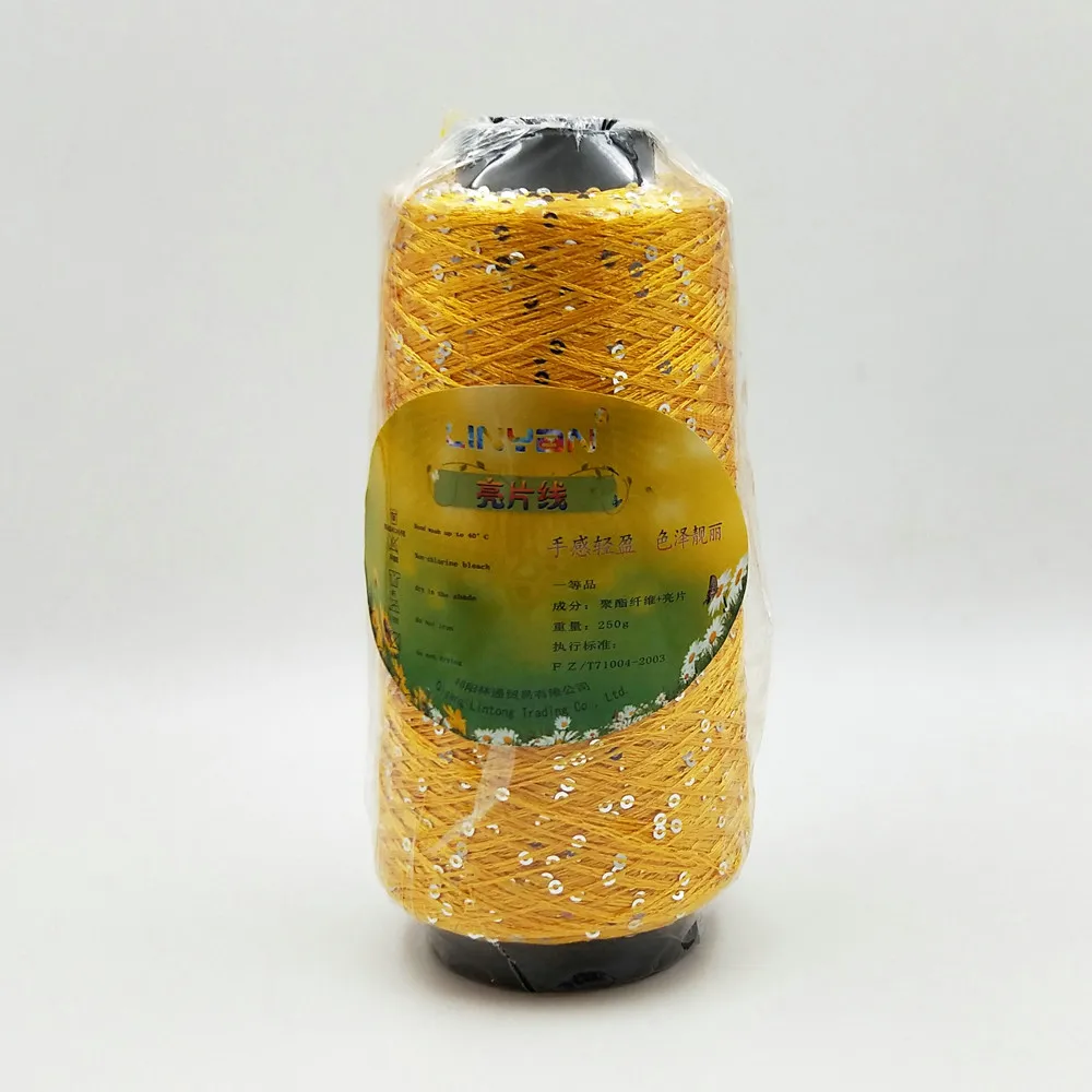orange-yellow silver 250 г* 1 шт., шелковая пряжа для вязания с блестками, нить для ручного вязания, нить для вязания крючком, швейная проводка ZL4132 - Цвет: orange-yellow silver