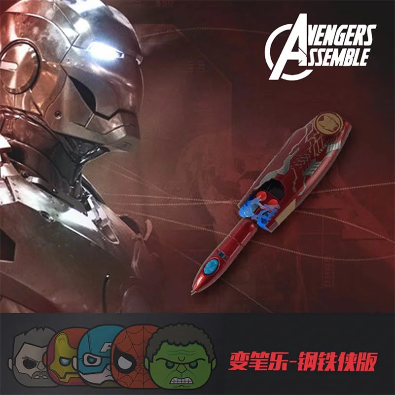 IronMan Avengers: Endgame Adjustable Ballpoint Pen Write Captain America Hawkeye IronMan Tony Stark Cosplay Prop Toy Students Gift - Цвет: IronMan