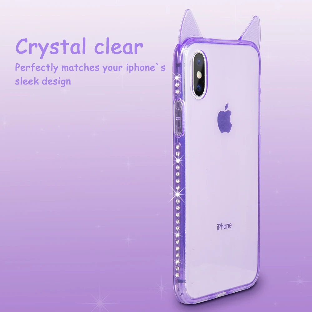 NYFundas Прозрачный чехол для iphone 8 7 6 6s plus X кошачьи ушки силиконовые чехлы XS MAX XR |