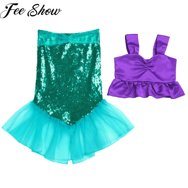 FEESHOW/праздничный костюм с блестящими блестками и хвосты маленькой русалки для