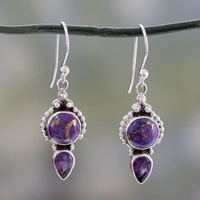 women vintage water droplets purple crystal dragon earrings female fashion purple stone drop earrings ear jewelry