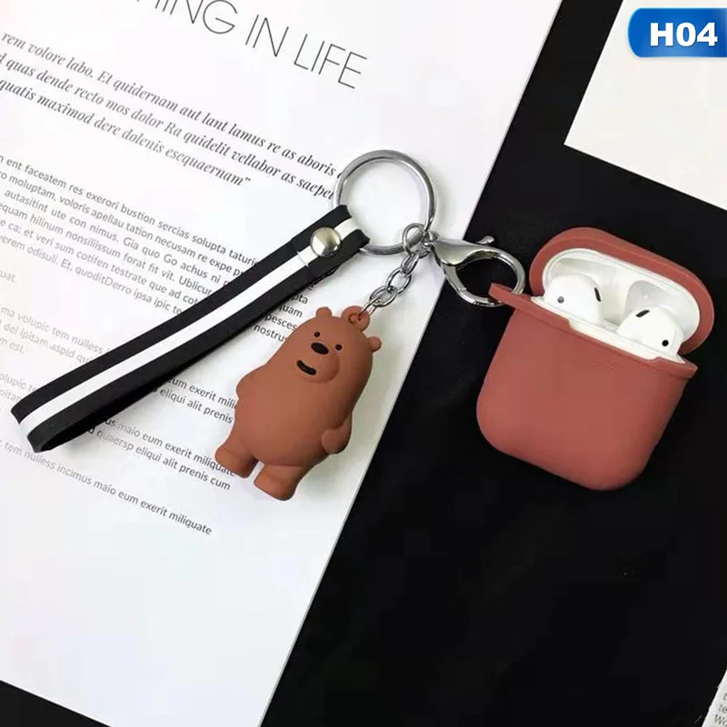 Силиконовый чехол, наушники для A^ pple Airpods, Bluetooth наушники, защитный чехол, мультяшная панда, коробка с брелком, чехол для хранения - Цвет: 5081H04