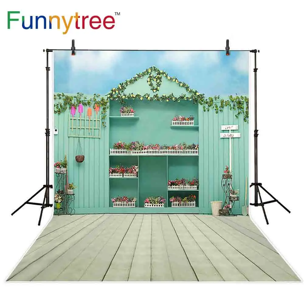 Фотофон Funnytree для фотостудии Садовый дом цветы весенний Деревянный инструмент