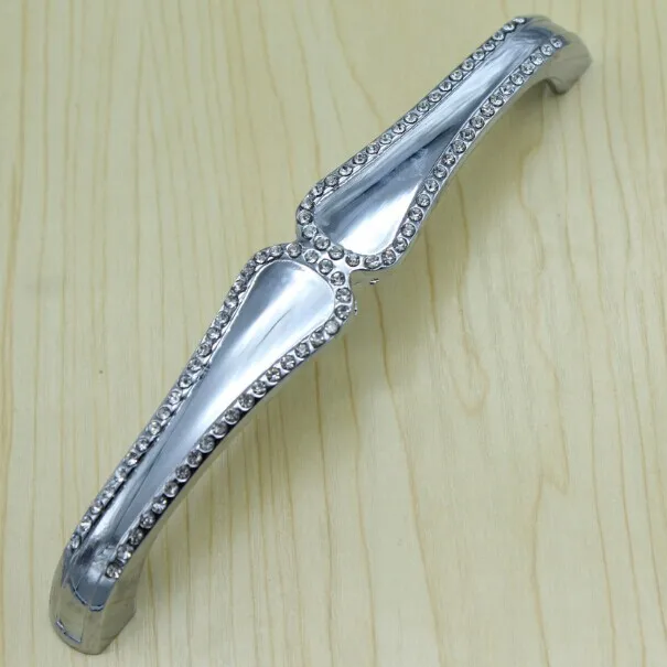 

128mm Clear Crystal wine cabinet handles shiny silver kitchen cabinet handle chrome drawer dresser cupboard wardrobe pull 5"