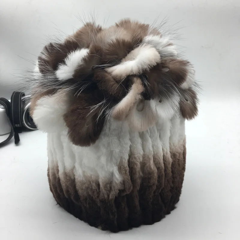 Шапка из натурального меха кролика женская зимняя теплая TU154-031 | Аксессуары для