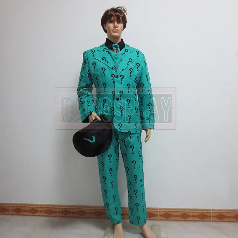 Бэтмен доктор Эдвард Nigma the Riddler Косплей Костюм Любой Размер