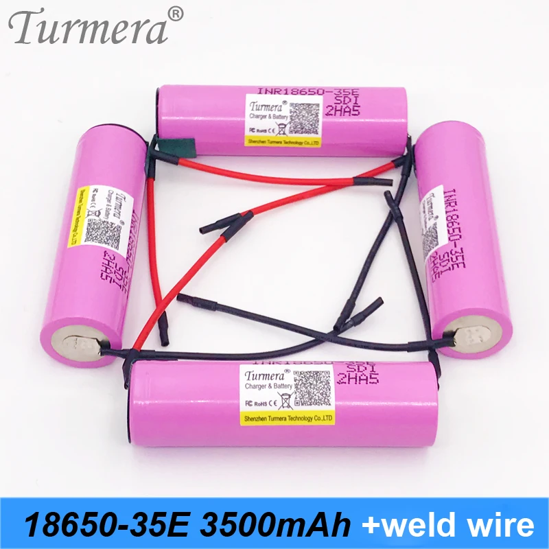 18650 35E 13A разряд 3500mah + diy сварочный провод перезаряжаемая батарея 3 7 v для