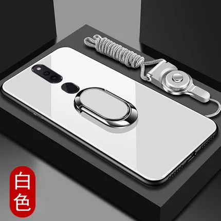 white Для oppo F11 Pro Чехол из твердого закаленного стекла с кольцом-подставкой Магнитный защитный чехол на заднюю панель для oppo f11pro - Цвет: white