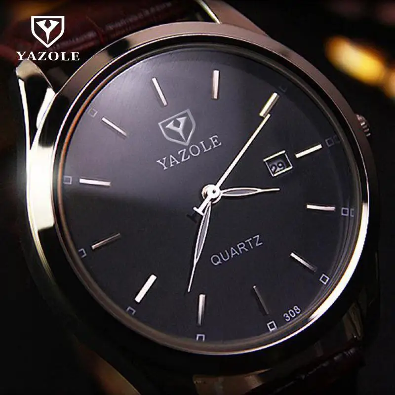 Часы мужские Роскошные светло черные коричневые из натуральной кожи аналоговые