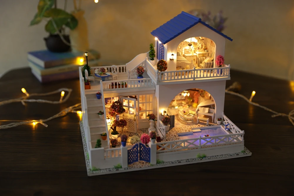 Кукольный дом мебель Diy Миниатюрный пылезащитный чехол 3d Деревянный Miniaturas кукольный домик игрушки для детей подарок на день рождения романтическое путешествие