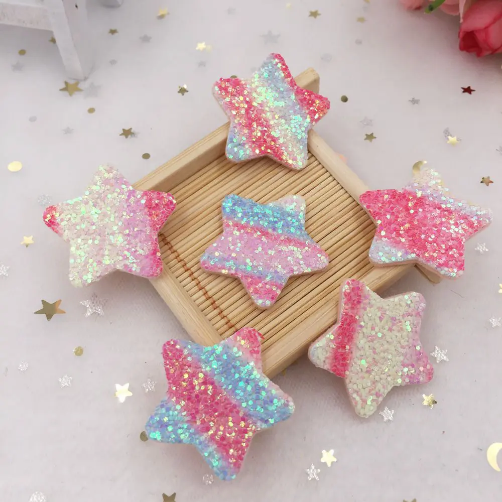 16pcs 35mm Rainbow Glitter Paillett Felt Fabric Star Patches Appliques Wedding DIY A52 | Дом и сад