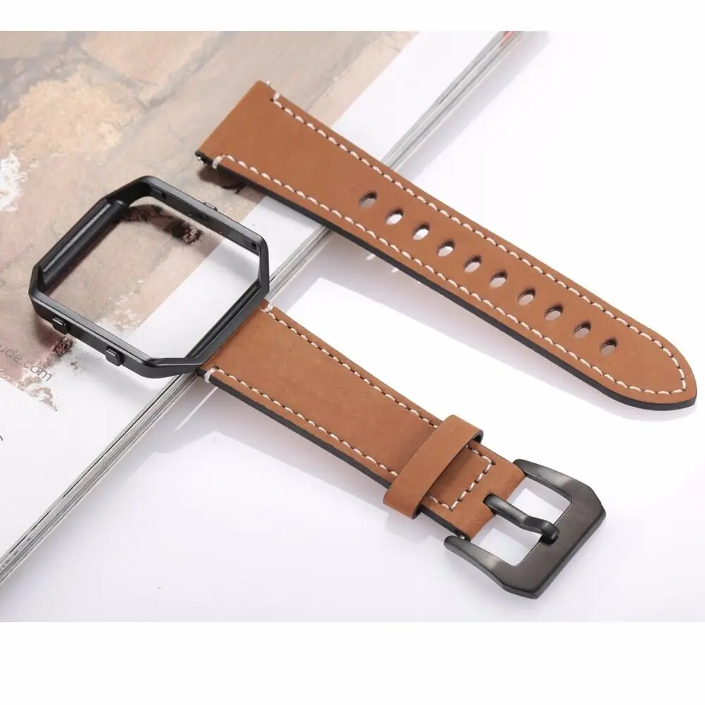 Ремешок для часов из натуральной кожи для Fitbit Blaze, сменный ремешок+ Meatal Frame House Wrsit, ремешок для смарт-часов Fitbit Blaze