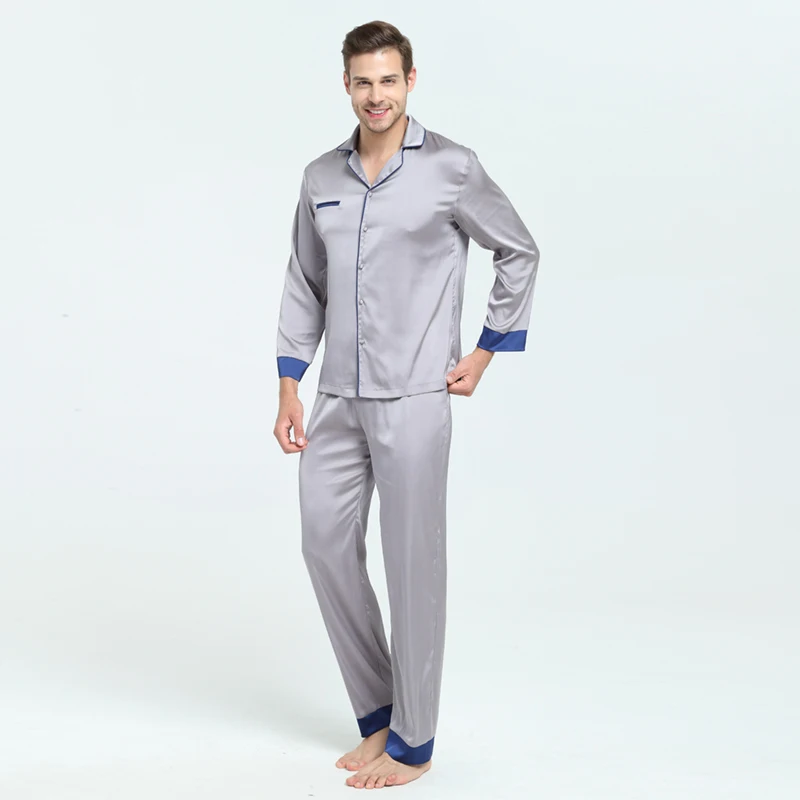 Mens Silky Satin Pajama Sets with Long Pants Sleepwear Home Wear Loungewear for Men | Мужская одежда