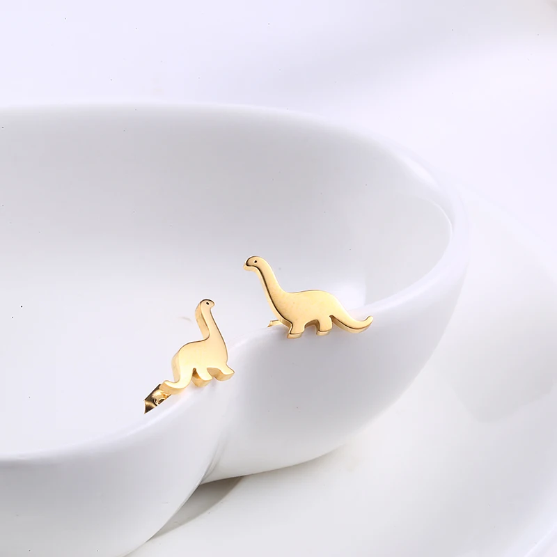 Модные Изящные маленькие серьги-гвоздики в виде дракона от RIR серебряные розовые