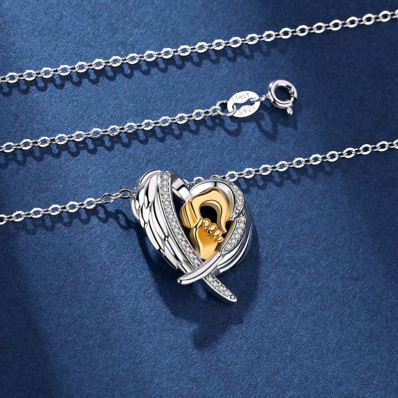 Authentic Eudora, 925 пробы, серебро, крылья ангела, сердце, подвеска, ожерелья, модное золото, ручная работа, модное ювелирное изделие для женщин