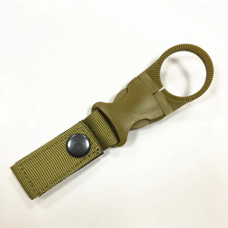 Khaki Нейлон Molle тесьма бутылка для воды карабин ремень рюкзак вешалка крюк Открытый держатель с крючком и пряжкой инструмент клип принадлежности для охоты - Цвет: Khaki