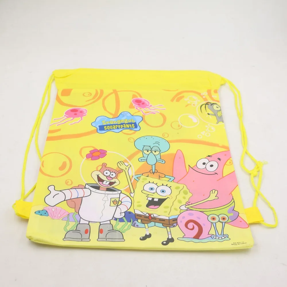 10 шт. нетканый материал шнурок сумки День рождения тема рюкзак мешок Губка Боб