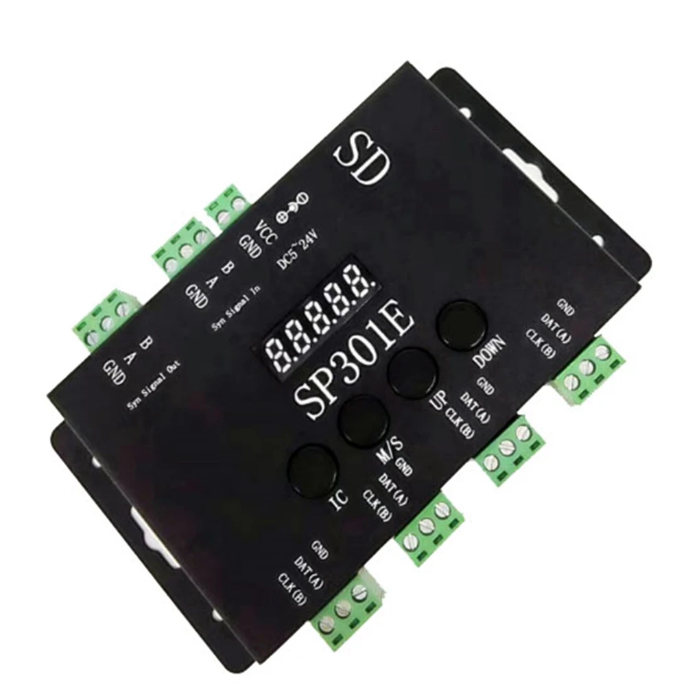 SP301E SP301E Программируемый RGB светодиодный контроллер Syn сигнала/In для WS2811 WS2813 WS2812B SK6812 APA102 пикселей светодиодный светильник DC5-24V - Цвет: SP301E