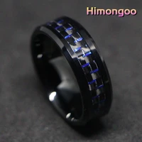himongoo 8mm mens tungsten carbide ring tungsten wedding band mosaic 4mm carbon fiber fully polished ip plating