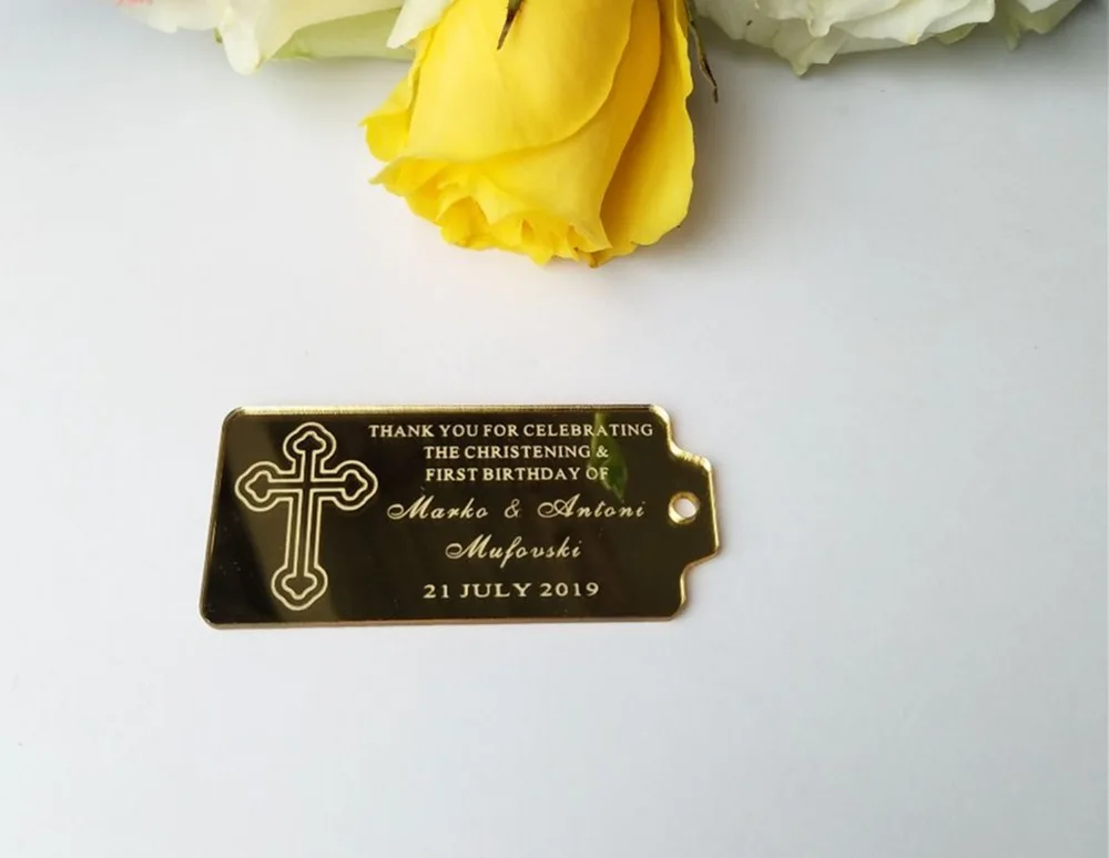 

Custom Mirrored Engrave Tag , Wedding Favor Acrylic Mirror Tag