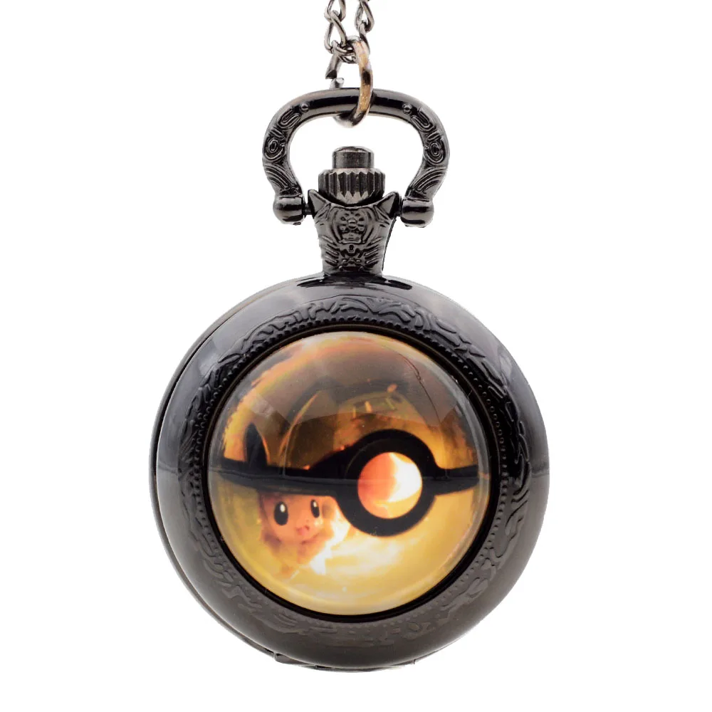 Pikachu PocketMonster Pokemon Genie Orange Ball Go Quartz Pocket Watch Pendant Necklace Men Women Chain Girls Boys Gift | Наручные часы
