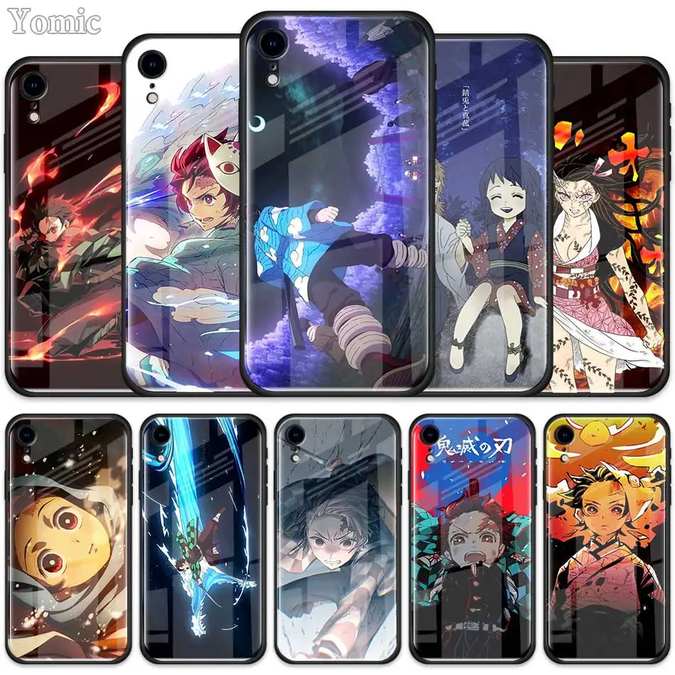 Anime Demon Slayer Kimetsu no Yaiba Tempered Glass Case for Apple iPhone XR 7 8 6 6S Plus 11 Pro X XS MAX Soft Edg Phone Cover