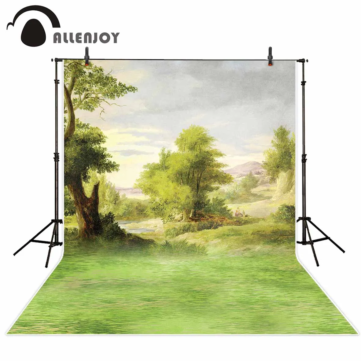 

Фон для фотосъемки Allenjoy с изображением деревьев лужайки горы