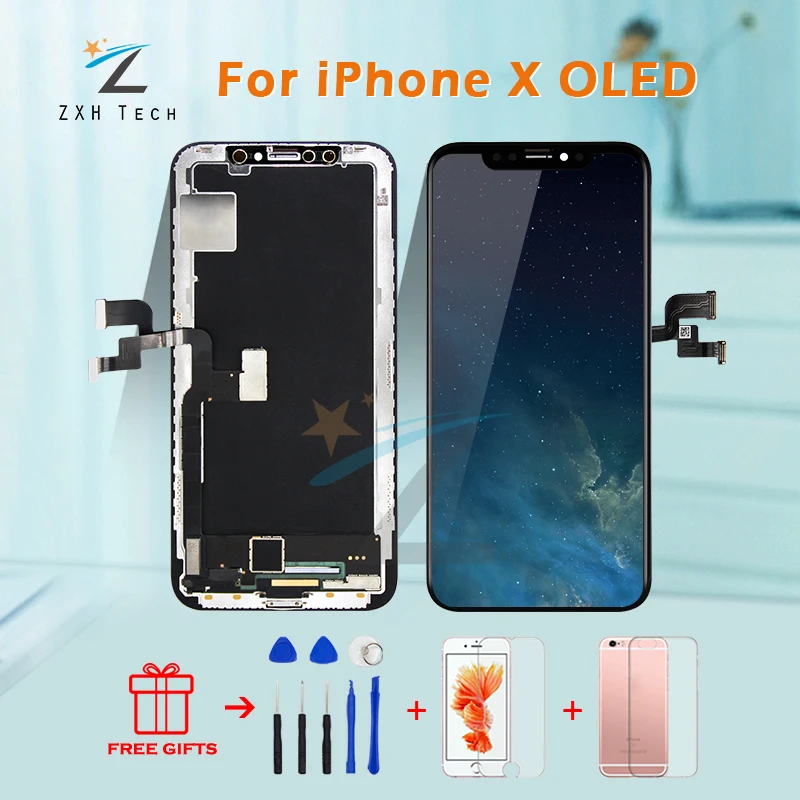 Мобильный телефон LCD для iphone X 3D сенсорный экран дигитайзер Хорошее качество AMOLED
