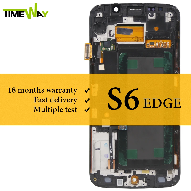 100% протестированный для Samsung S6 Edge ЖК-дисплей с рамкой сенсорным экраном