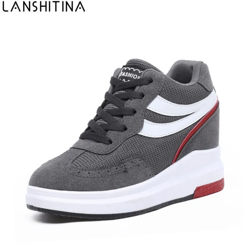 Женские ботильоны на платформе 8 см теплая обувь для увеличения роста танкетке