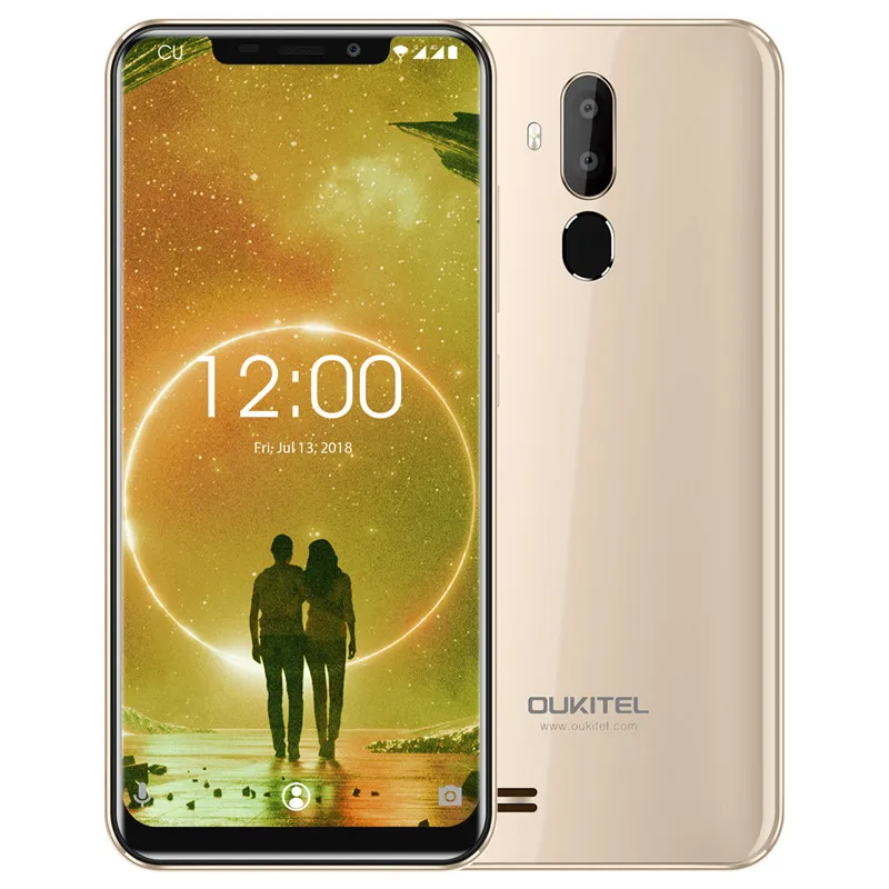 OUKITEL C12 Face ID 6,1" 19:9 смартфон с отпечатком пальца Android 8,1 мобильный телефон MTK6580 четырехъядерный 2G ram 16G rom Dual SIM разблокировка - Цвет: Золотой