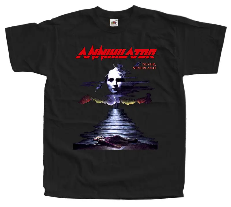 Annihilator Never Neverland черная футболка черные Размеры S 5XL 100% хлопок летняя с круглым