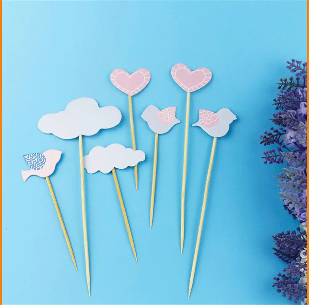 1set Elephant Lovely Happy Birthday Cupcake Cake Topper Flags Baby Shower Party Decoration Children Supplies | Дом и сад